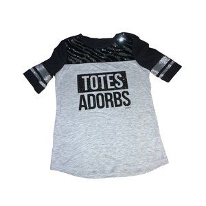 Justice Girls Shirt Size 7- Black/ Gray- Sequins